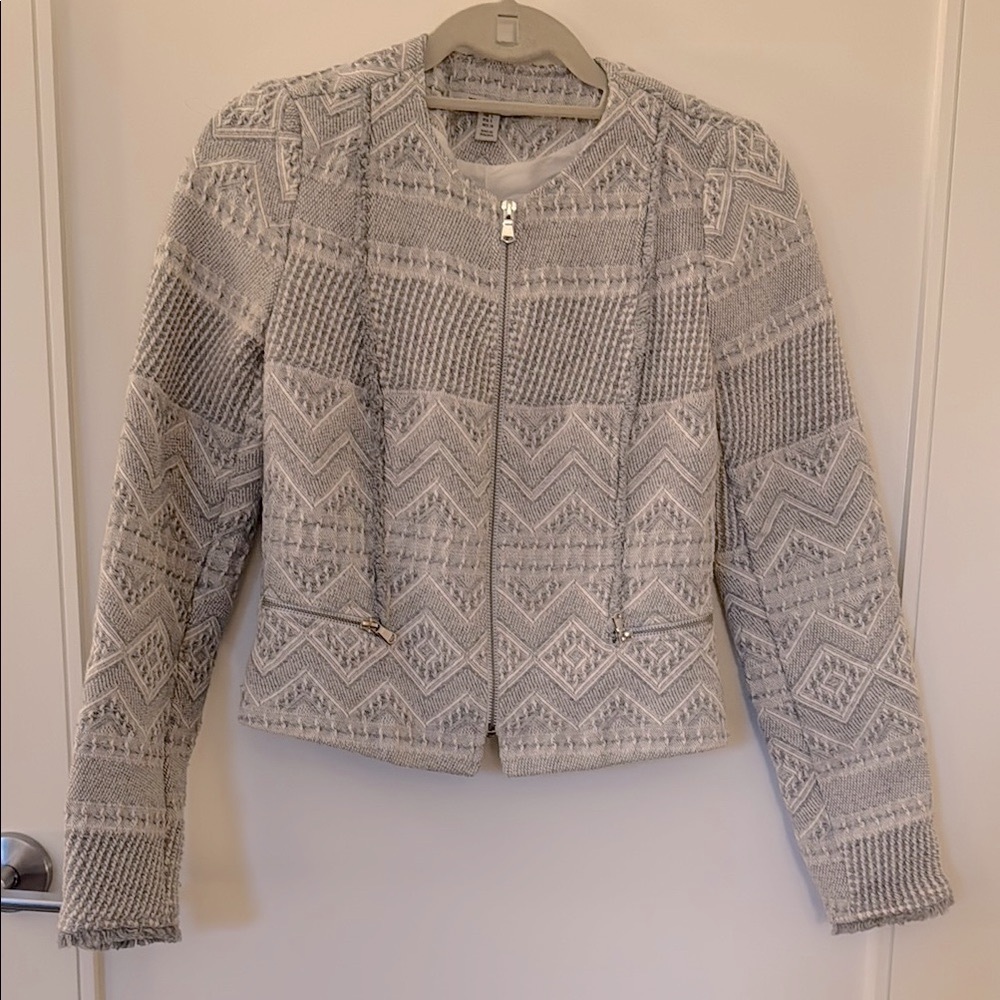 Zara Gray Blazer with Intricate Knit Design